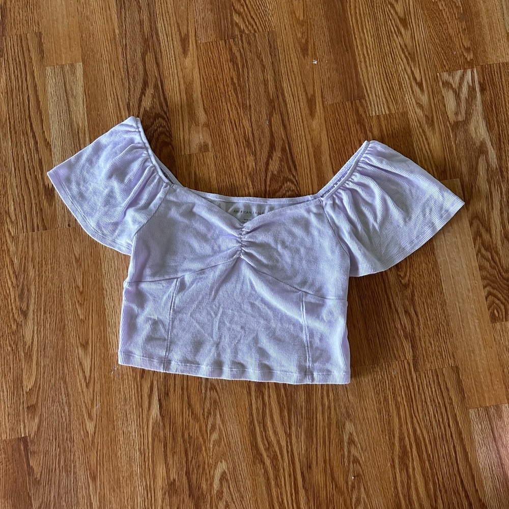 American Eagle Outfitters Lavender Off-Shoulder Top